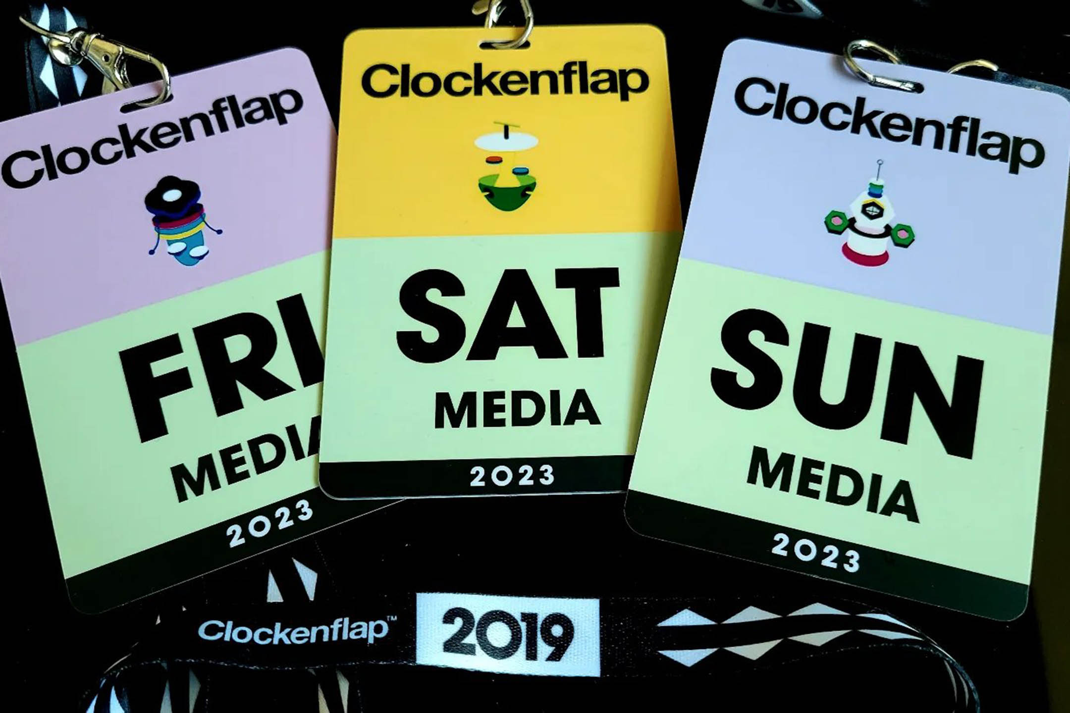 Clockenflap2023的媒體證,所用的掛帶印著年份是2019。