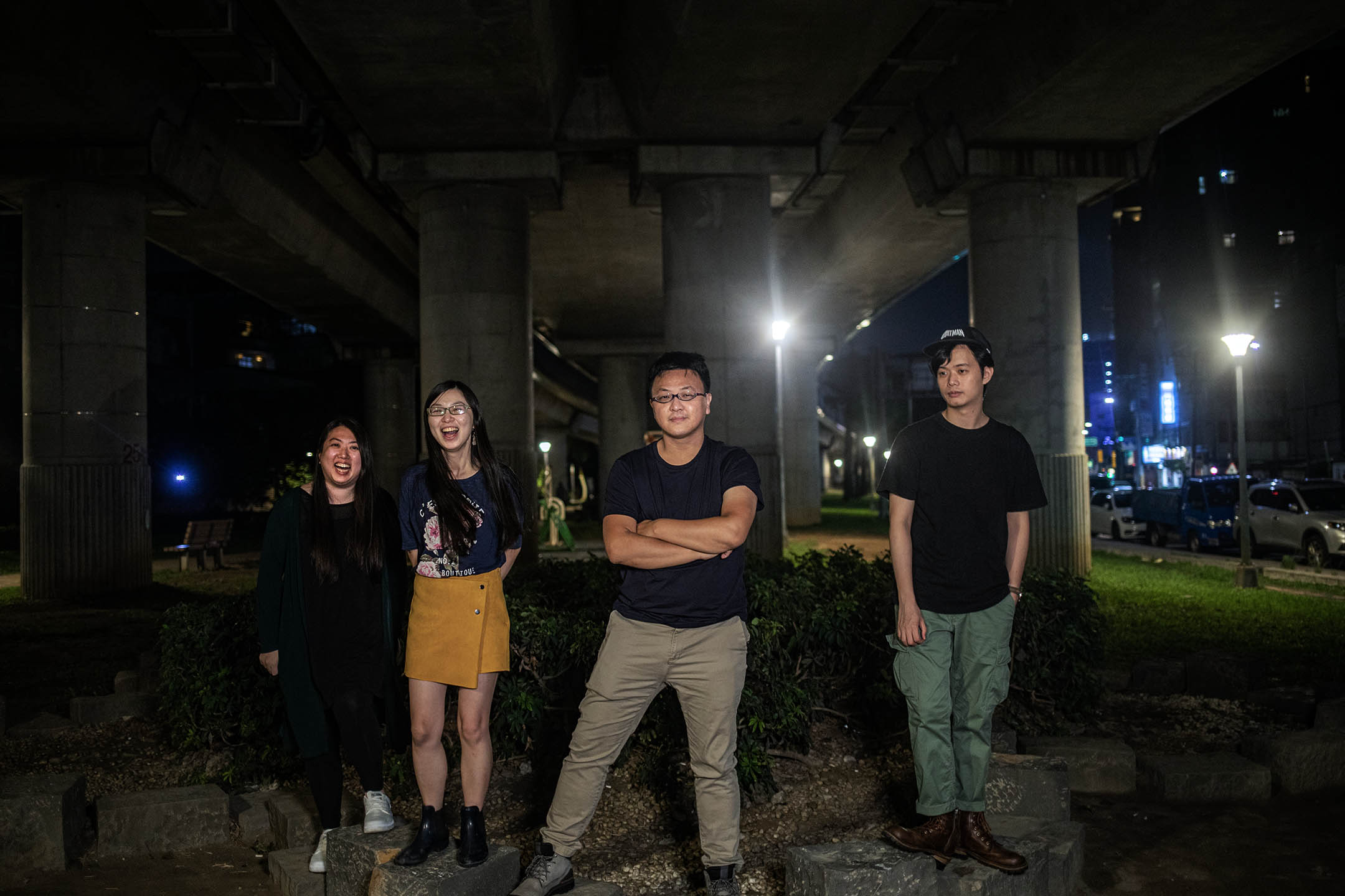 隔离岛剧团,(左起)Elaine、姜丽明、黄晓晖、刘绍基。