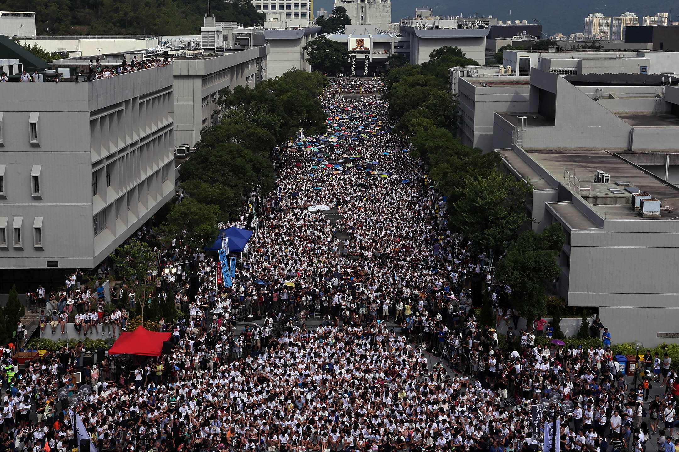 2014年9月22日,香港中文大学,香港专上学生联会发动大专生罢课。