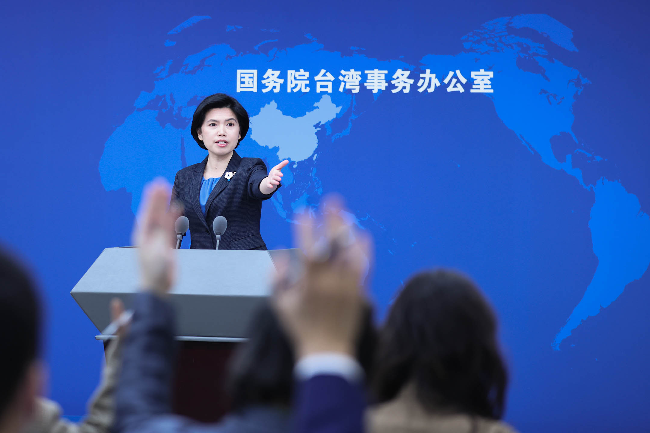 2023年4月12日,北京,國台辦發言人朱鳳蓮於新聞發布會上講話。攝:Yang Kejia/VCG via Getty Images