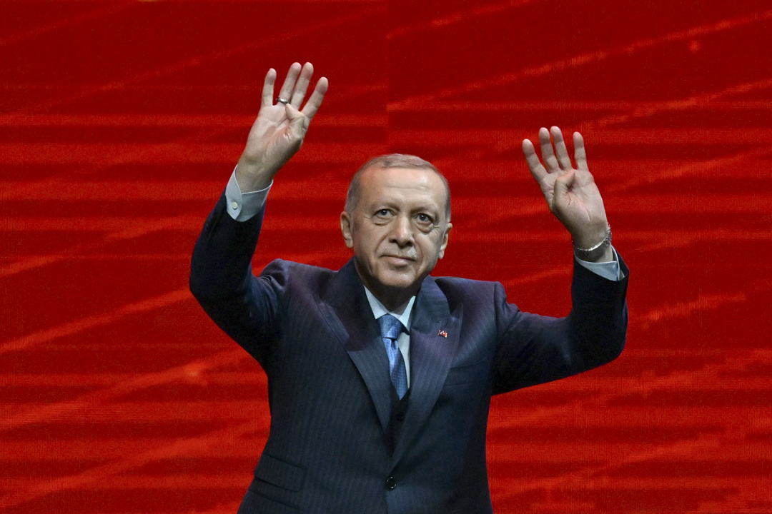 2023年5月22日，土耳其總統總統埃爾多安（Recep Tayyip Erdoğan）出席土耳其伊斯坦堡的選舉活動。攝：Serhat Cagdas/Anadolu Agency via Getty Images