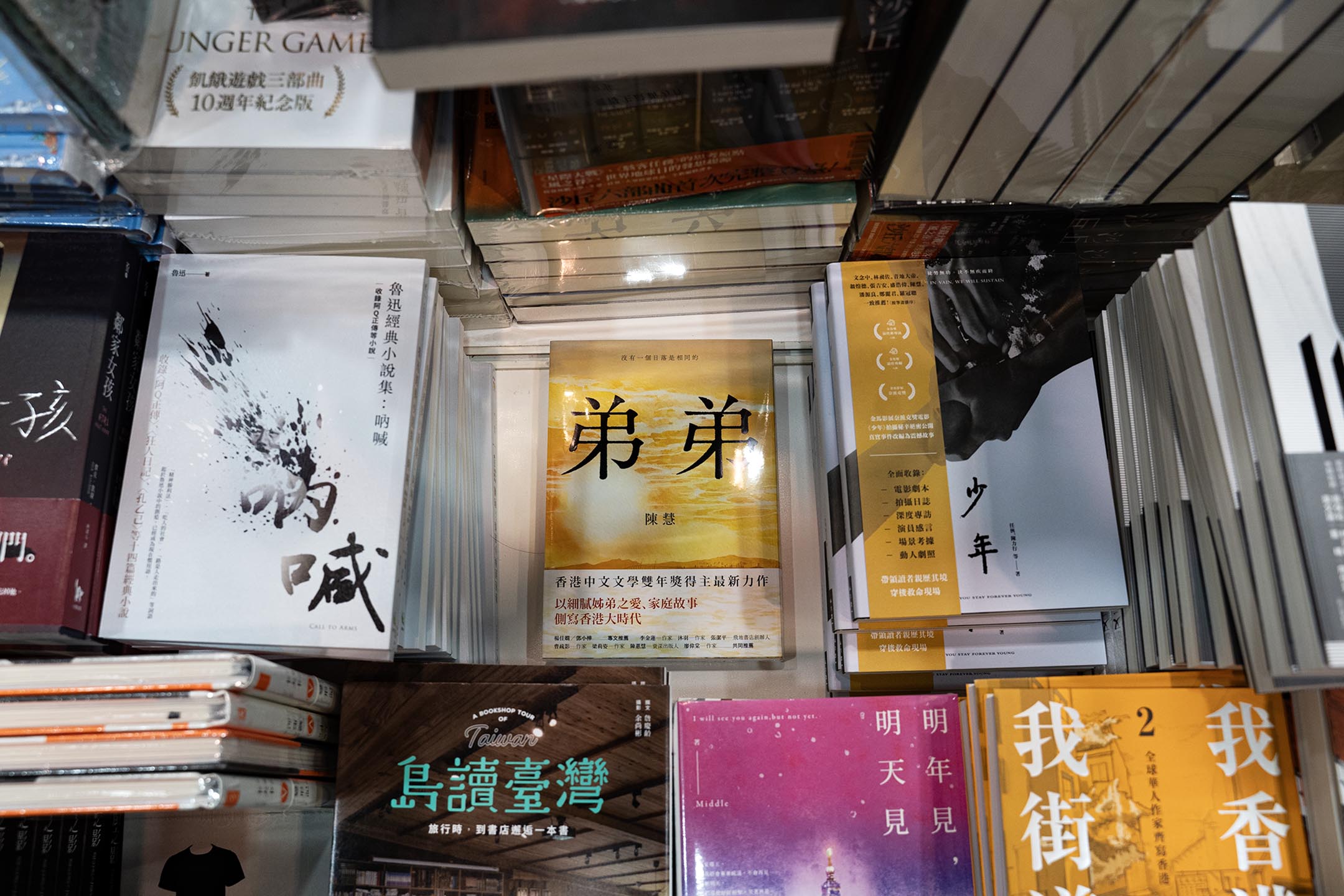 香港书展内摆放著陈慧的书《弟弟》。摄:林振东/端传媒