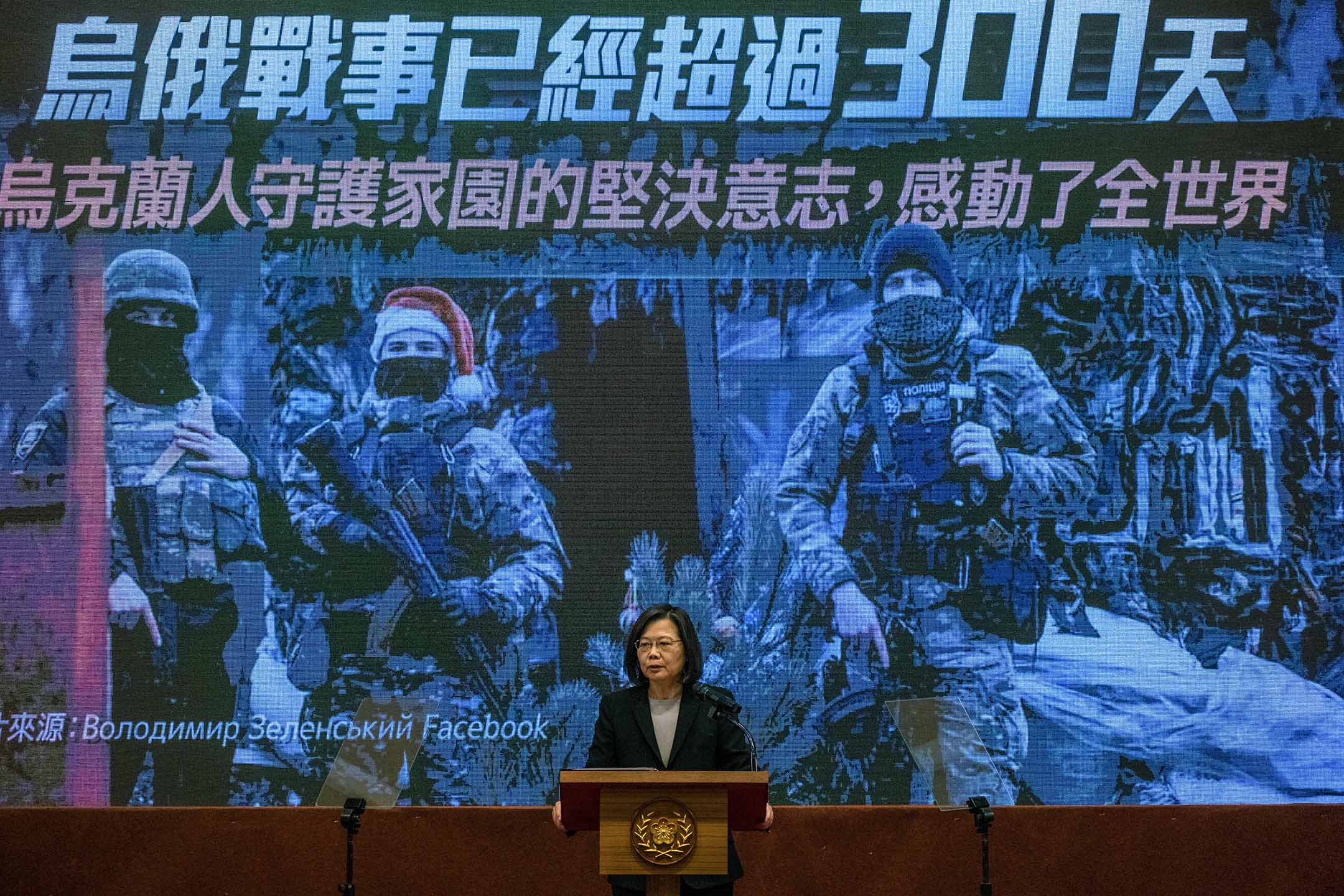2022年12月27日,总统蔡英文于总统府举行新闻发布会。摄:Lam Yik Fei/Getty Images
