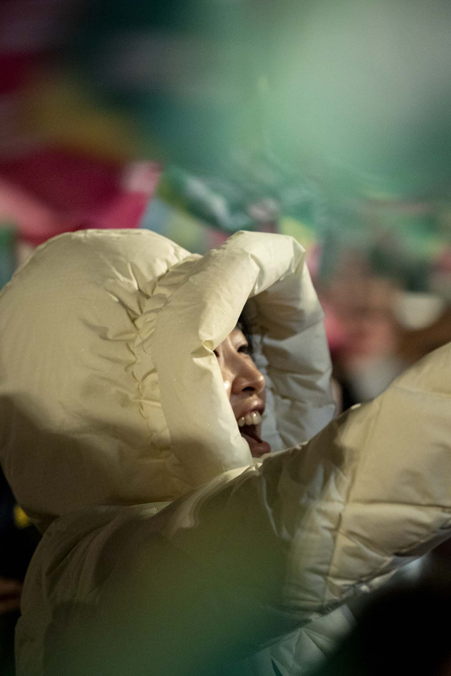 2024年1月11日,民進黨正副總統候選人賴清德、蕭美琴在台北市凱達格蘭大道舉辦「護國之夜」。攝:林振東/端傳媒