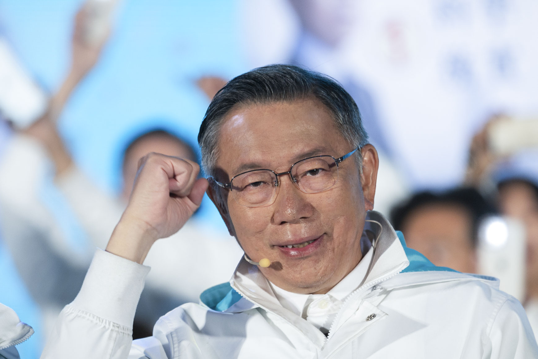 2024年1月12日,民眾黨總統候選人柯文哲在台北市凱達格蘭大道舉辦「台灣選哲1定會贏 公民凱道之夜」。攝:陳焯煇/端傳媒