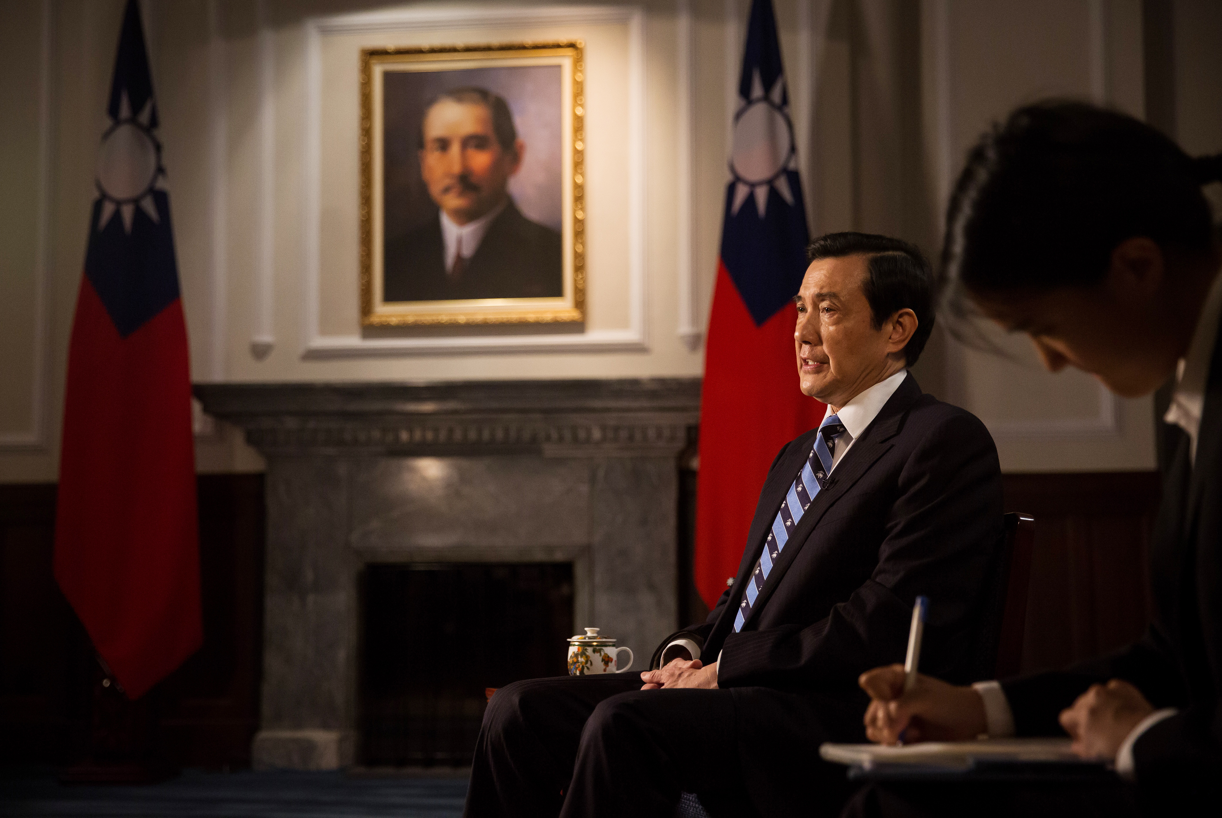 2015年11月19日,台北,台灣總統馬英九在總統府接受採訪。攝:Billy H.C. Kwok/Bloomberg via Getty Images