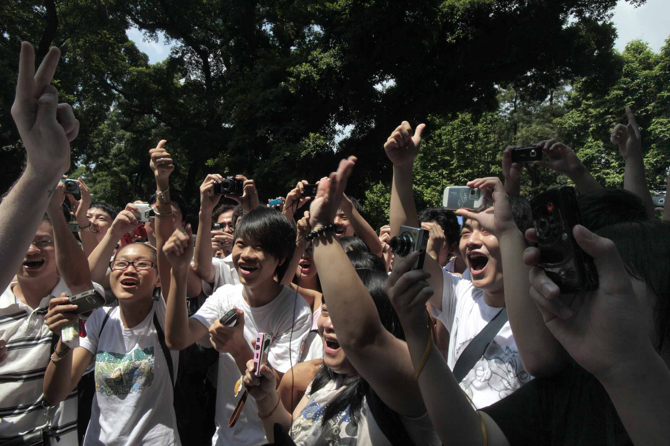 2010年8月1日,中国广州的集会,数百抗议者走上广州街头,要求政府停止压制粤语。摄:Stringer/Reuters/达志影像