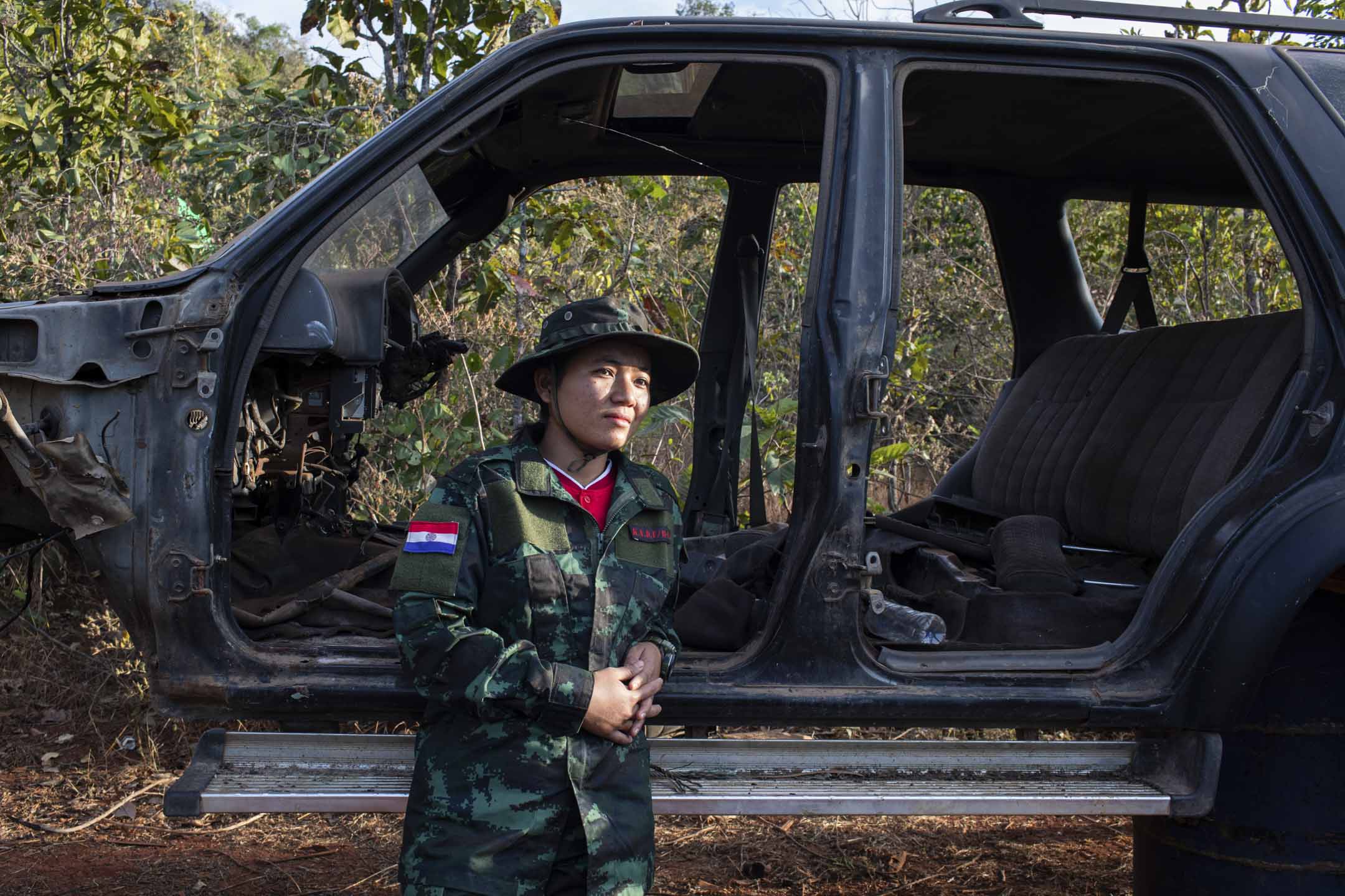 2024年1月23日,克伦尼民族防卫军(KNDF)第1营的女军人素季(Su Kyi)。摄影:Myo Satt Hla Thaw