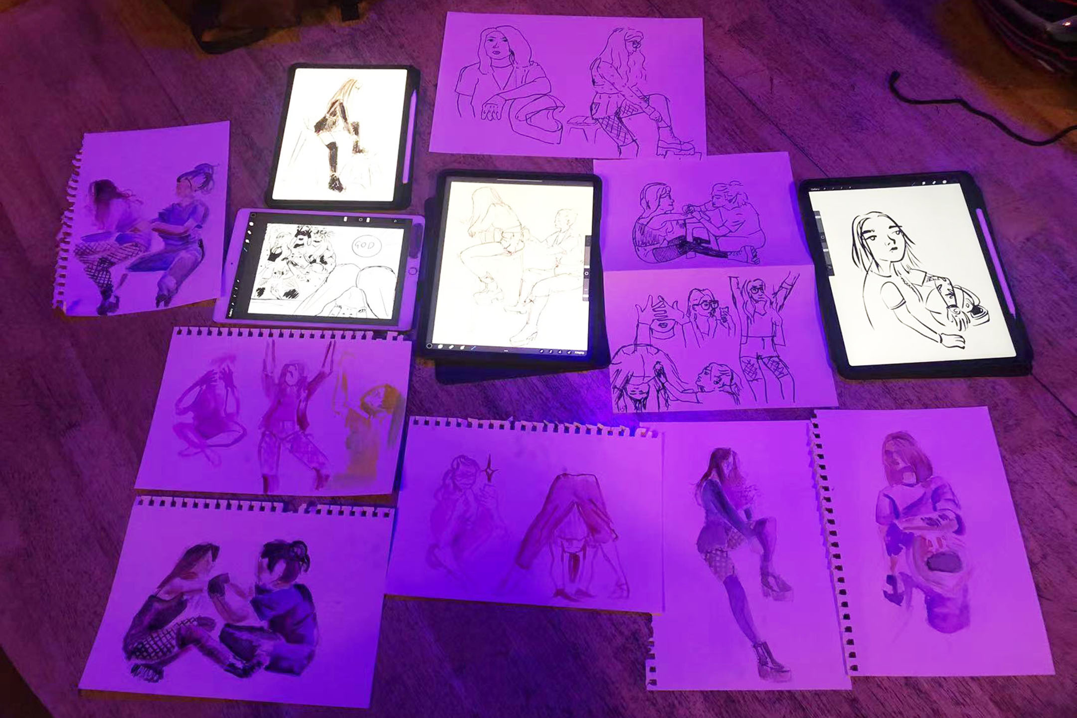 一次“喝喝画画”活动参与者的作品。图:作者提供