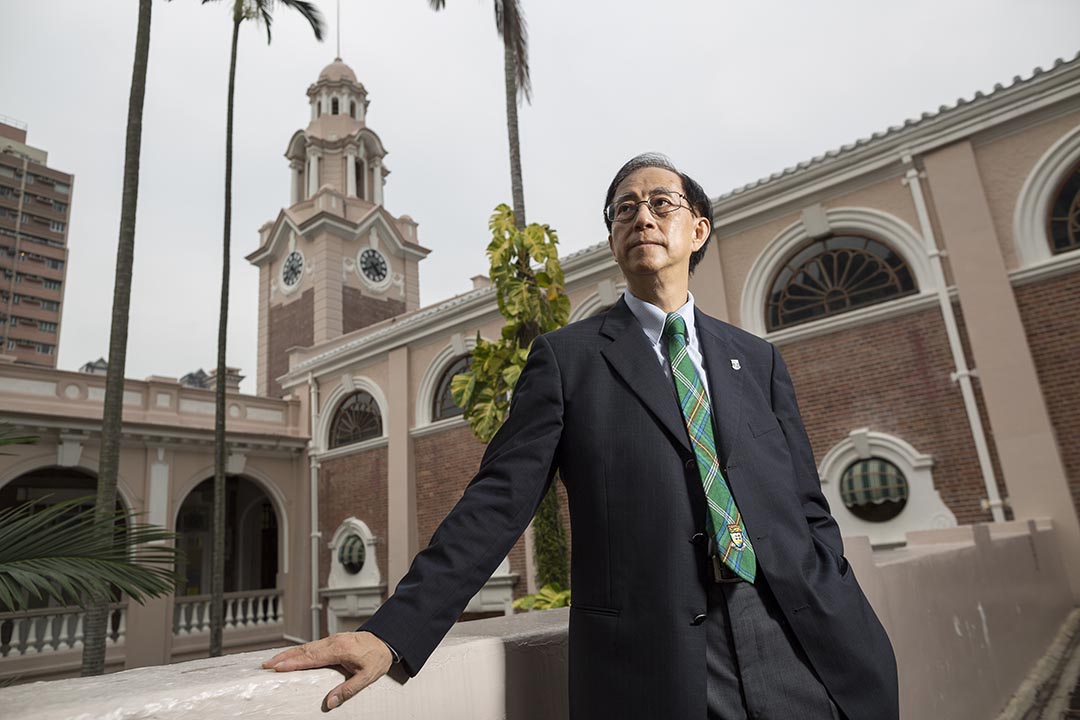 支持十大院长声明校友组发言人彭泓基。摄:Jerome Favre/端传媒