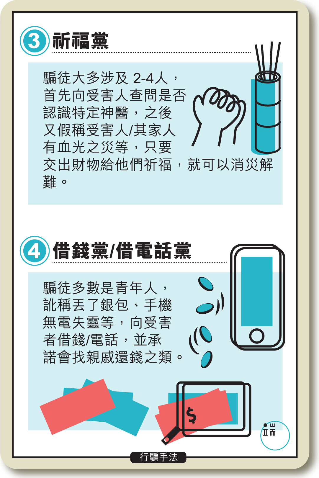 香港行騙手法大全。插圖:Wilson/端傳媒